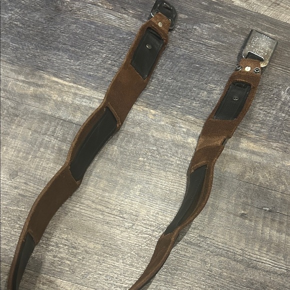 Brown and Black leather Belt seatbelt style main image 5